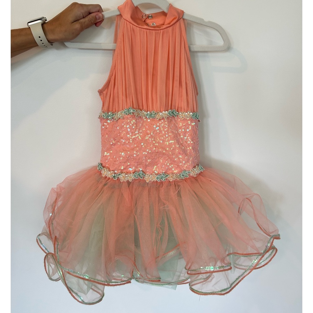 Peach/aqua dance costume